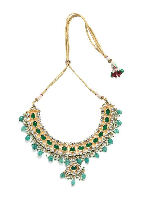 Necklace with Earrings and Green Beads