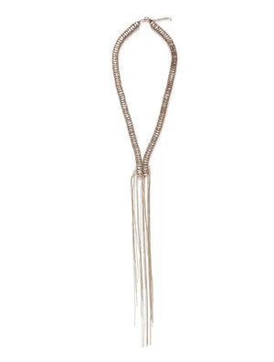 Necklace - Metal Chain with Brass Beads