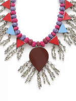 Necklace - Afghan Design With Ghungroo - Maroon