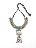 Choker - Afghan Design With Green Stone And Tassels