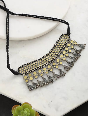 Glass Choker - Gold Tone Glass