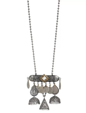 Pendant - Afghani With Flower Jhumaki And Kundan