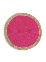 Jute and Cotton Center Braided Placemat - Fuchsia and Natural