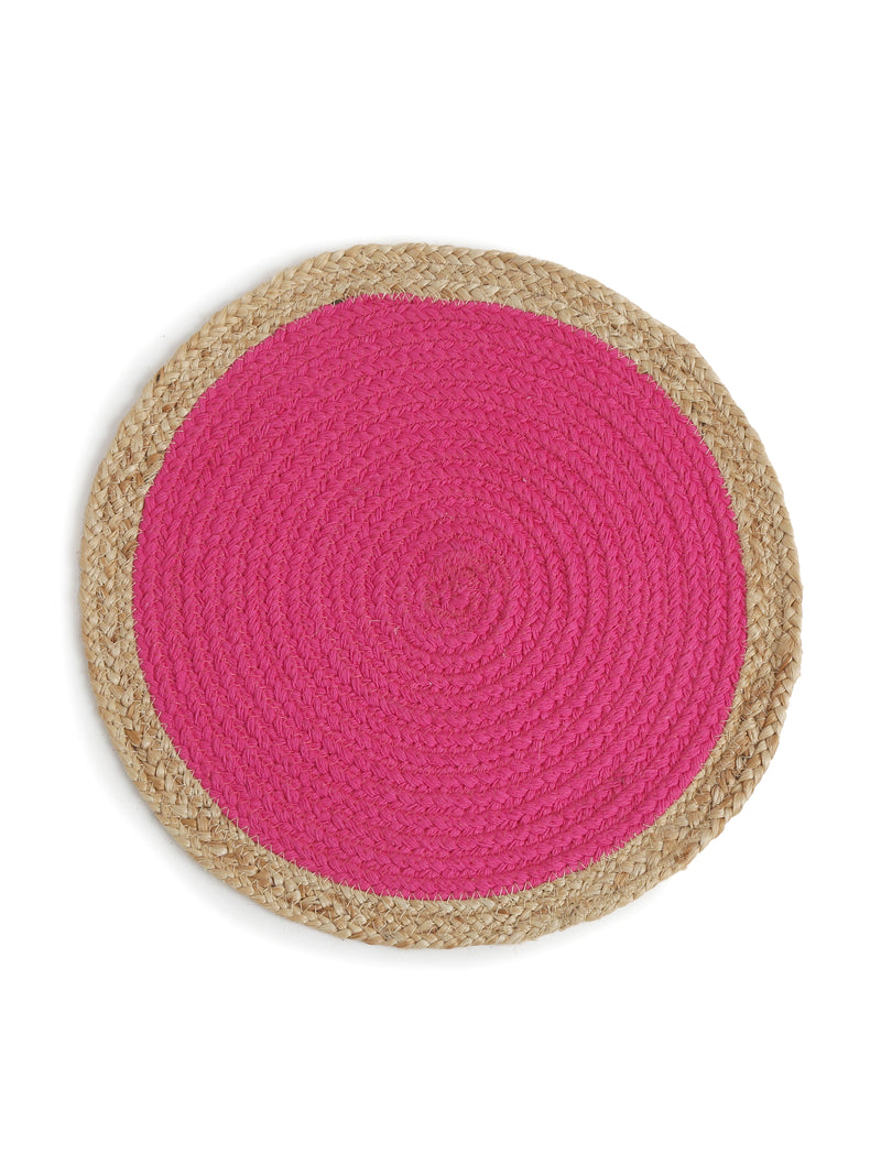 Jute and Cotton Center Braided Placemat - Fuchsia and Natural