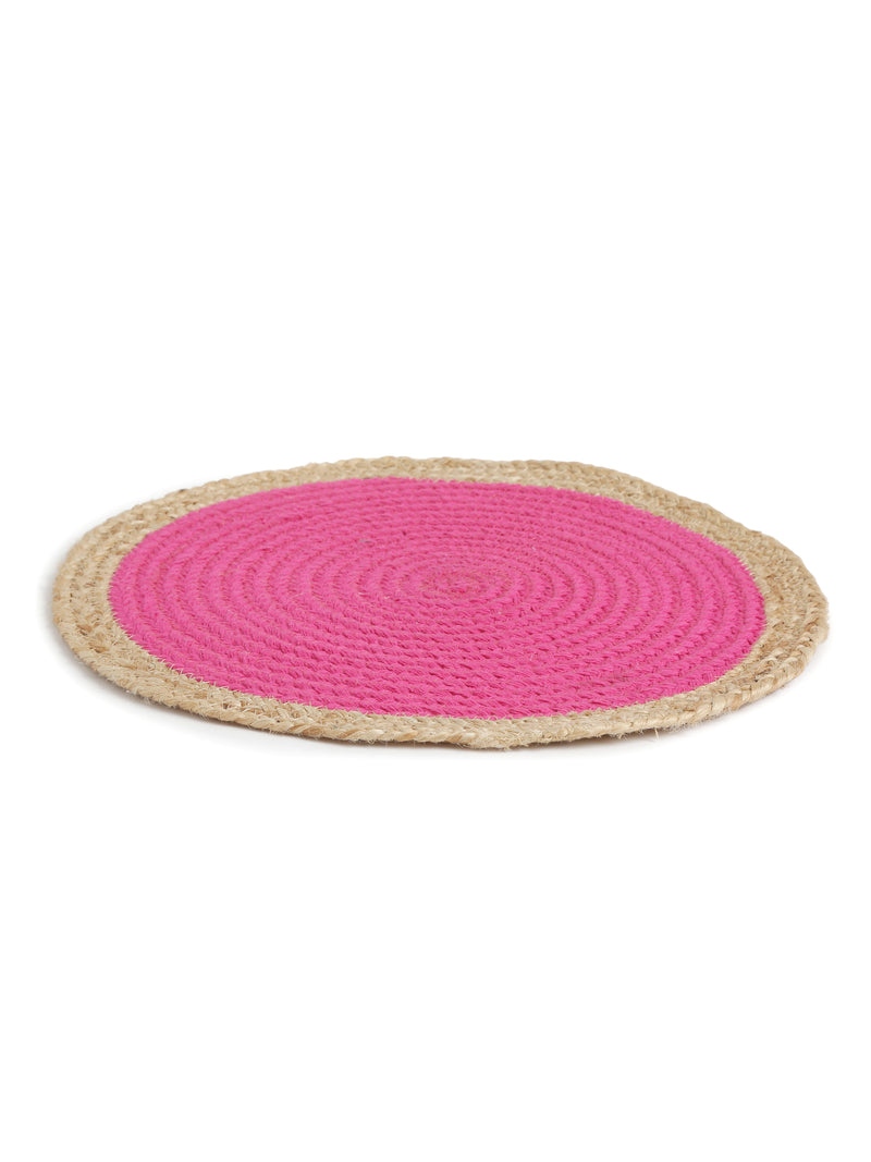 Jute and Cotton Center Braided Placemat - Fuchsia and Natural