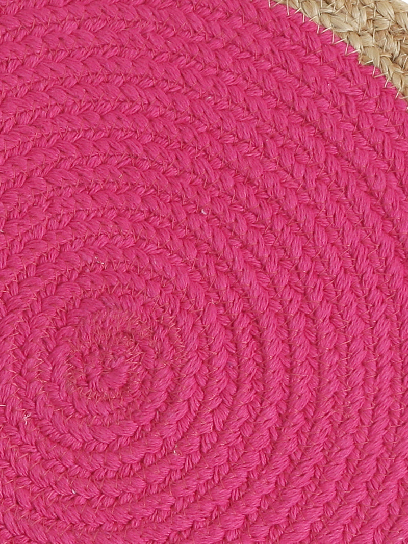 Jute and Cotton Center Braided Placemat - Fuchsia and Natural