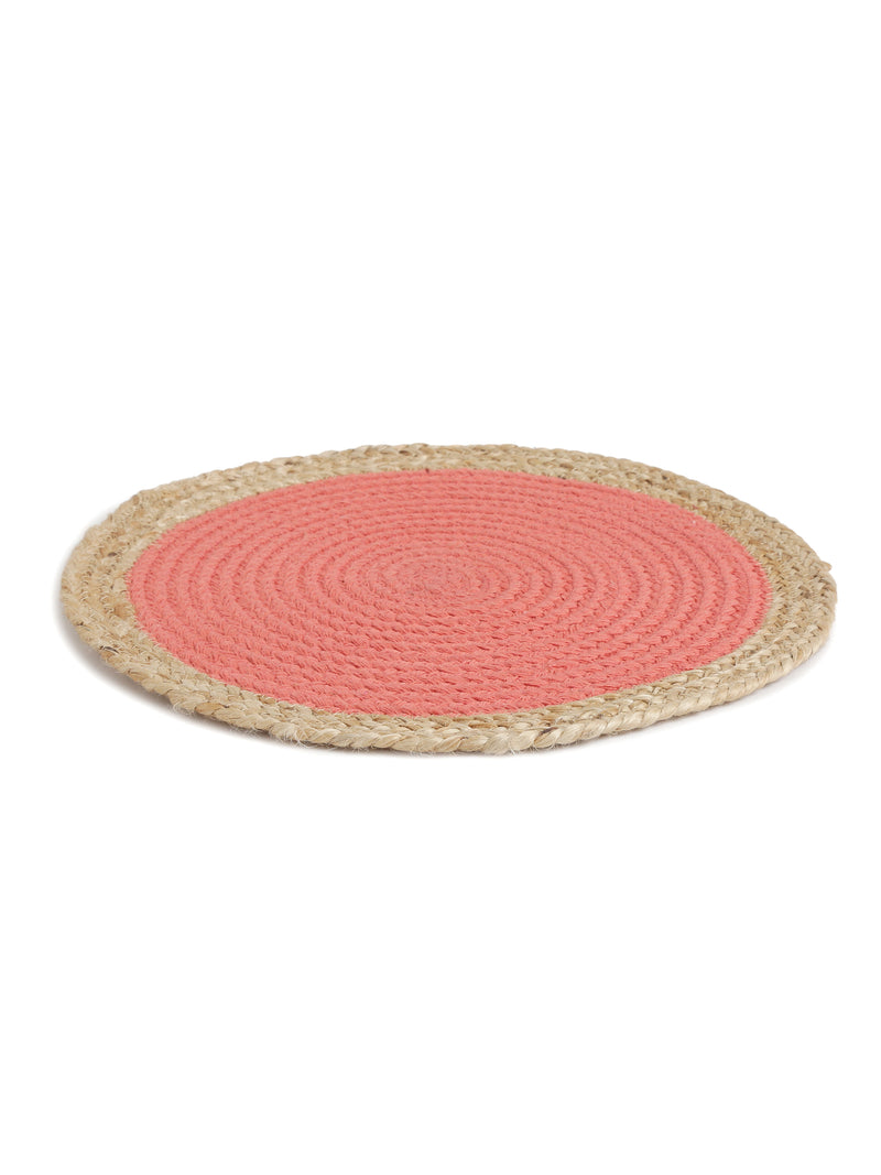 Jute and Cotton Center Braided Placemat - Orange and Natural