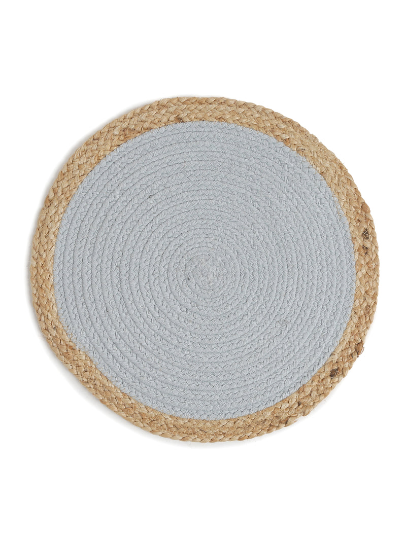 Jute and Cotton Center Braided Placemat Grey and Natural