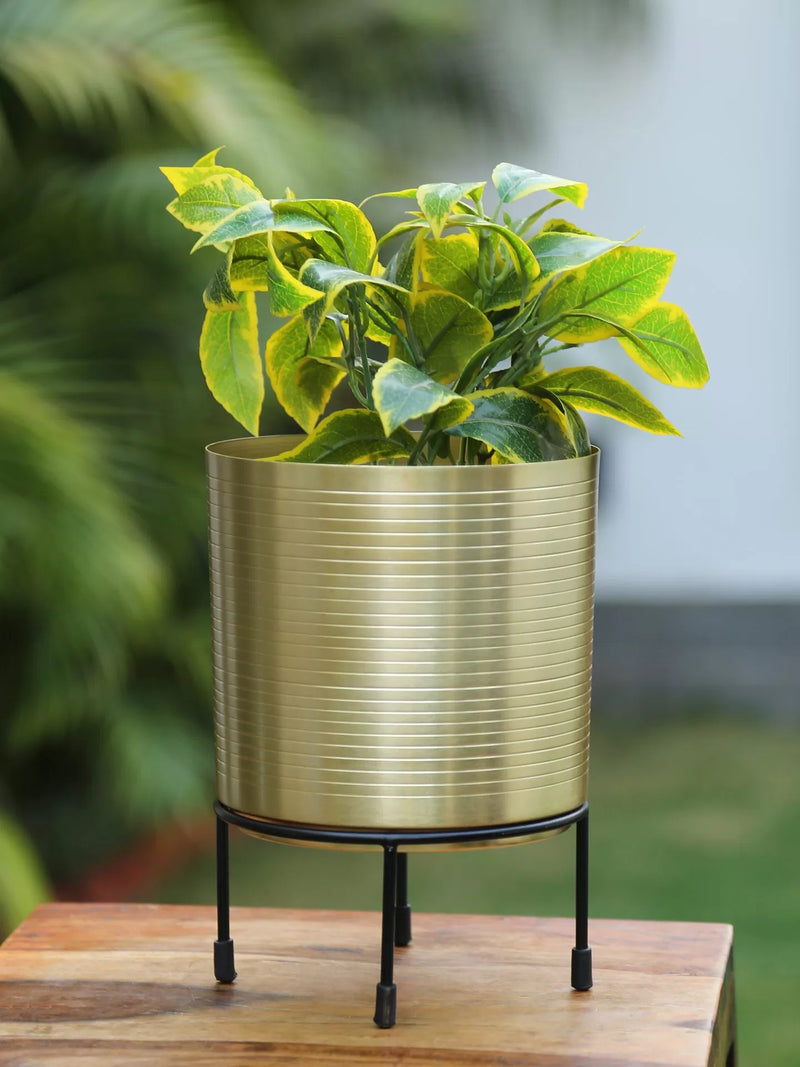 Gold Finish Planter With Stand