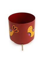 Bird Design Hand Painted Planter - Red