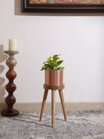 Metal Planter - Copper Look On Three Leg Stool