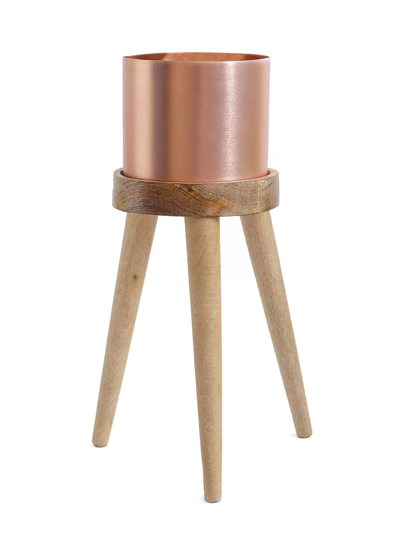 Metal Planter - Copper Look On Three Leg Stool