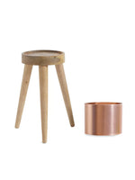 Metal Planter - Copper Look On Three Leg Stool