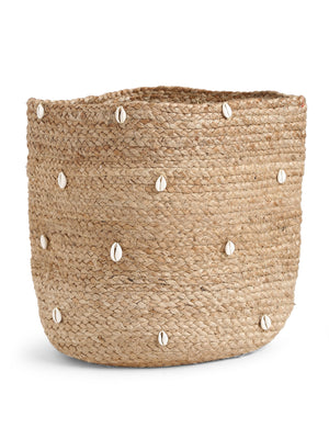 Multi-Utility Jute Basket with Shell Details in Natural Finish