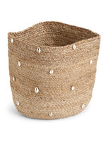 Multi-Utility Jute Basket with Shell Details in Natural Finish