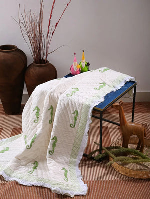 Baby Quilt - Seahorse Hand Print