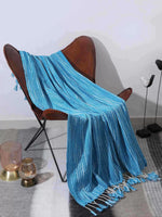 Cotton Throw - Soft Chunky With Acrylic Wood Details - Turquoise