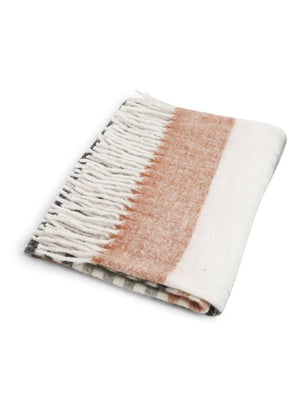 Acrylic Throw - Soft Wool In Hues Of Pink, Ivory, Grey And Blue