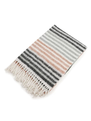 Acrylic Throw - Soft Wool In Hues Of Pink, Ivory, Grey And Blue