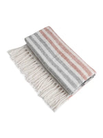 Acrylic Throw - Soft Wool In Hues Of Pink, Ivory, Grey And Blue