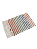 Acrylic Throw - Soft Wool In Hues of Green, Blue, Rust And Ivory
