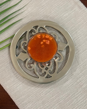 Trivet - Matt Gold Flower Design Round - Style 01