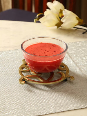 Trivet - Matt Gold Flower Design Round - Style 02