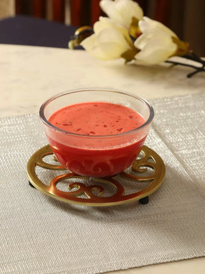 Trivet - Matt Gold Flower Design Round - Style 03