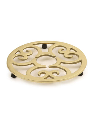 Trivet - Matt Gold Flower Design Round - Style 03