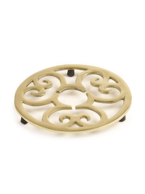 Trivet - Matt Gold Flower Design Round - Style 03