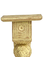 Wall Shelf - Yellow Hand Carved With Antique Gold Finish