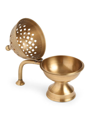 Dome shape brass incense burner with handle