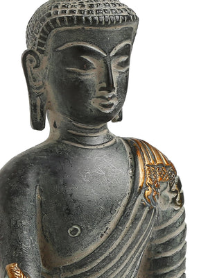 Brass Statue - Buddha in Antique Blue Stone Finish