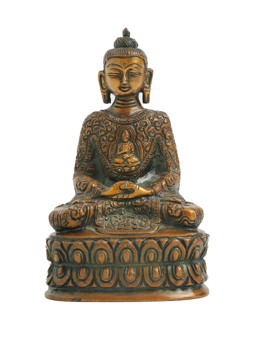 Brass Statue - Buddha in Antique Brown Finish