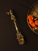 Brass Spoon - Krishna Idol Carved Havan Spoon