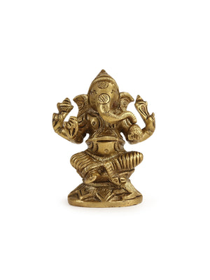 Brass Statue - Ganesh On A Round Base