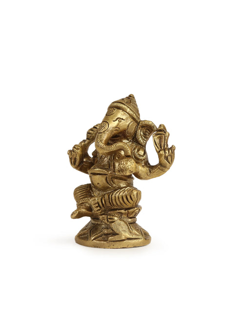 Brass Statue - Ganesh On A Round Base