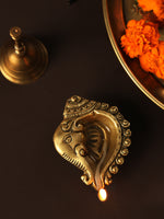 Brass Diya Ganesha Conch Design