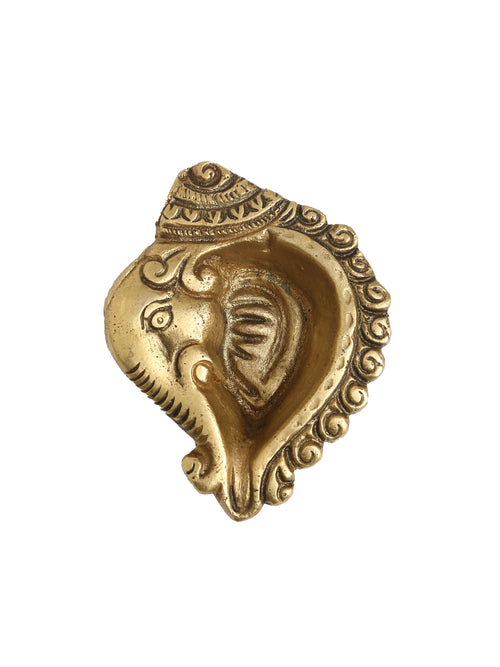 Brass Diya Ganesha Conch Design