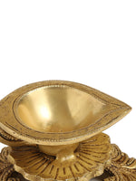Diya - Brass Diya With Handle And Intricate Base