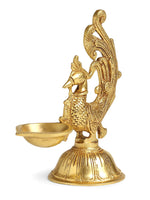 Diya - Brass Peacock Lamp With Round Base