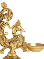 Diya - Brass Peacock Lamp With Round Base