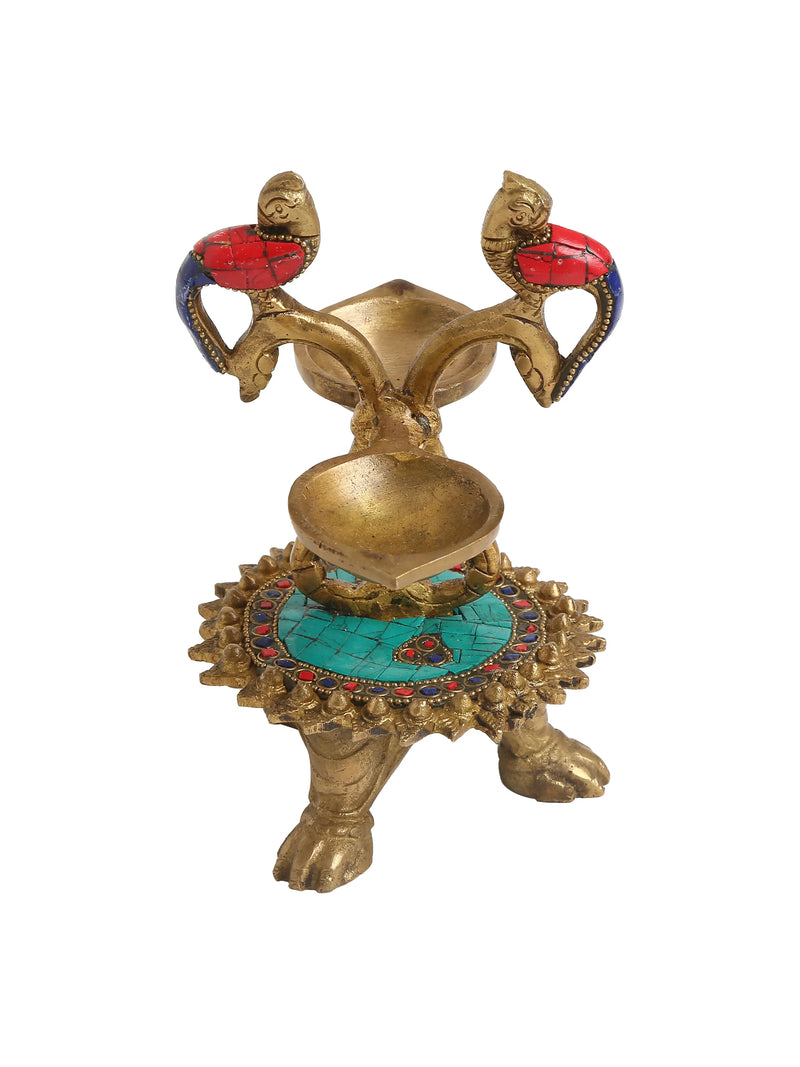 Diya - Bird Lamp With Stones And Stand