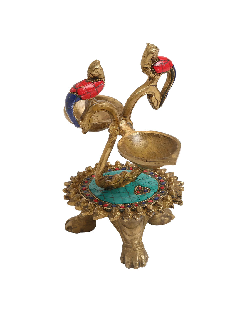 Diya - Bird Lamp With Stones And Stand
