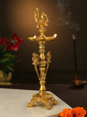 Diya - Peacock with five Diyas