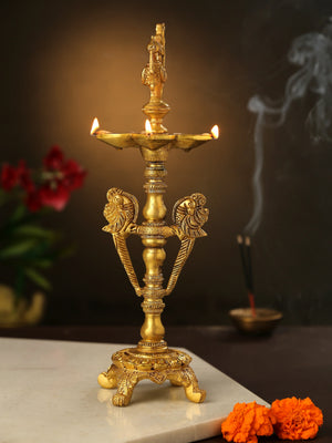 Diya - Peacock with five Diyas