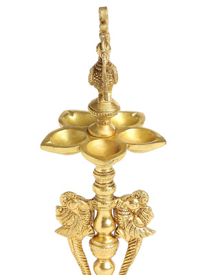 Diya - Peacock with five Diyas