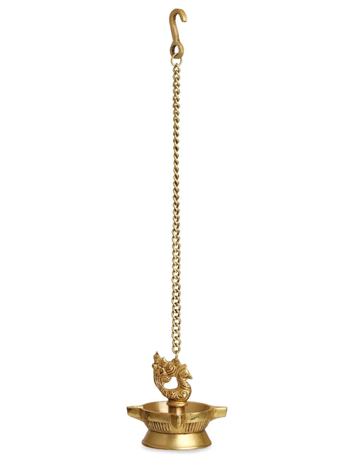 Diya - Peacock Hanging Diya With Four Side Lamp And Chain