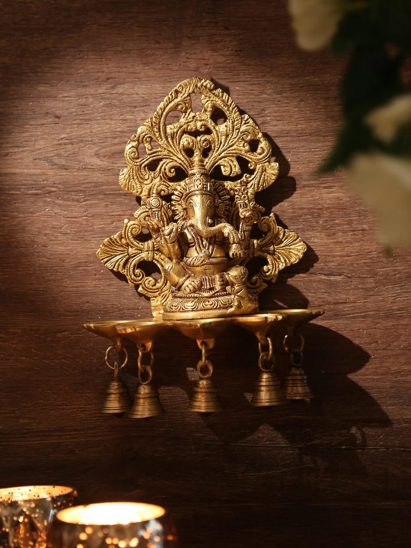 Bell - Brass Ganesha Lamp With Bells