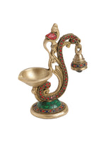 Diya - Brass Bird Lamp with Bell and Stones